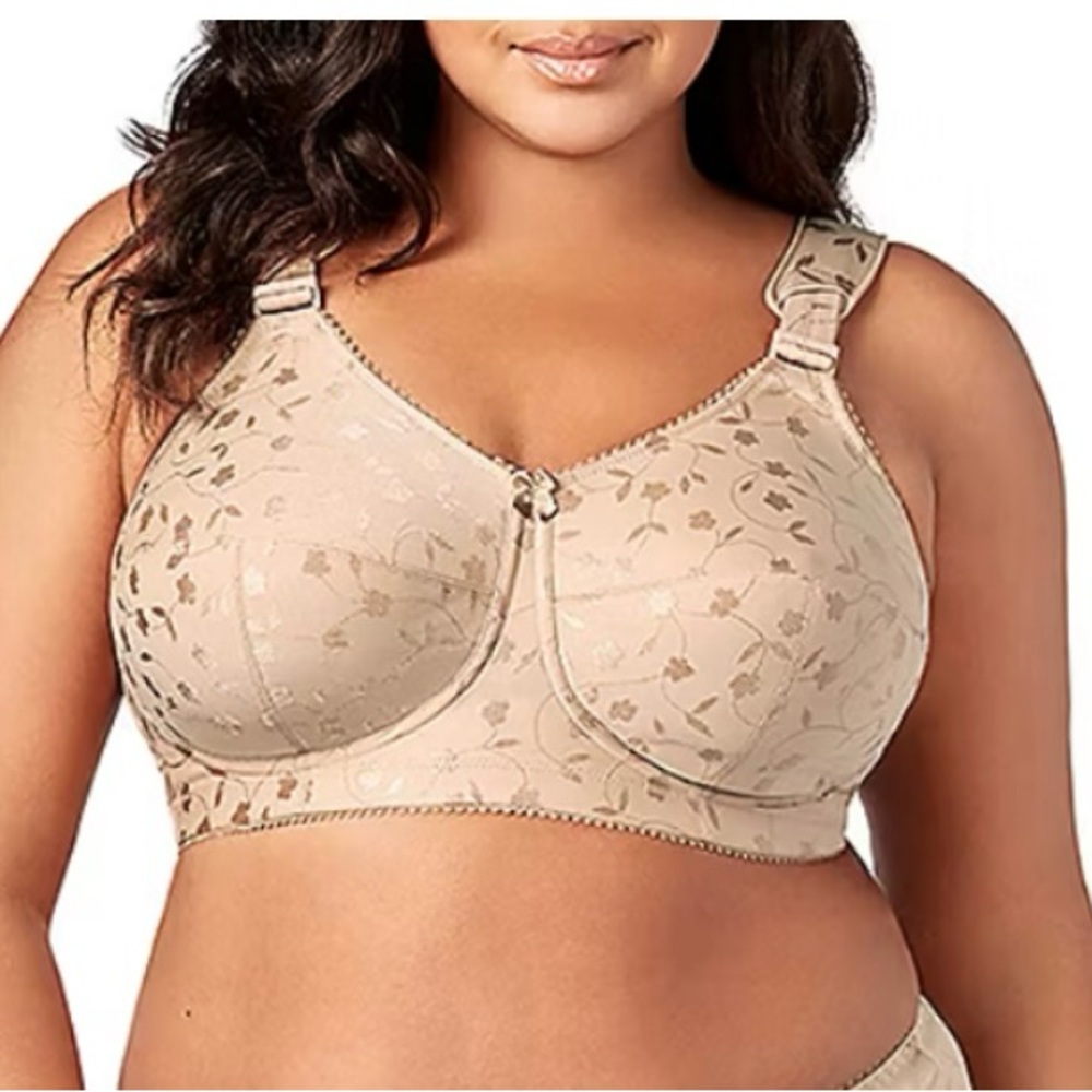 Elila Cream Full Coverage Bra with Floral Pattern